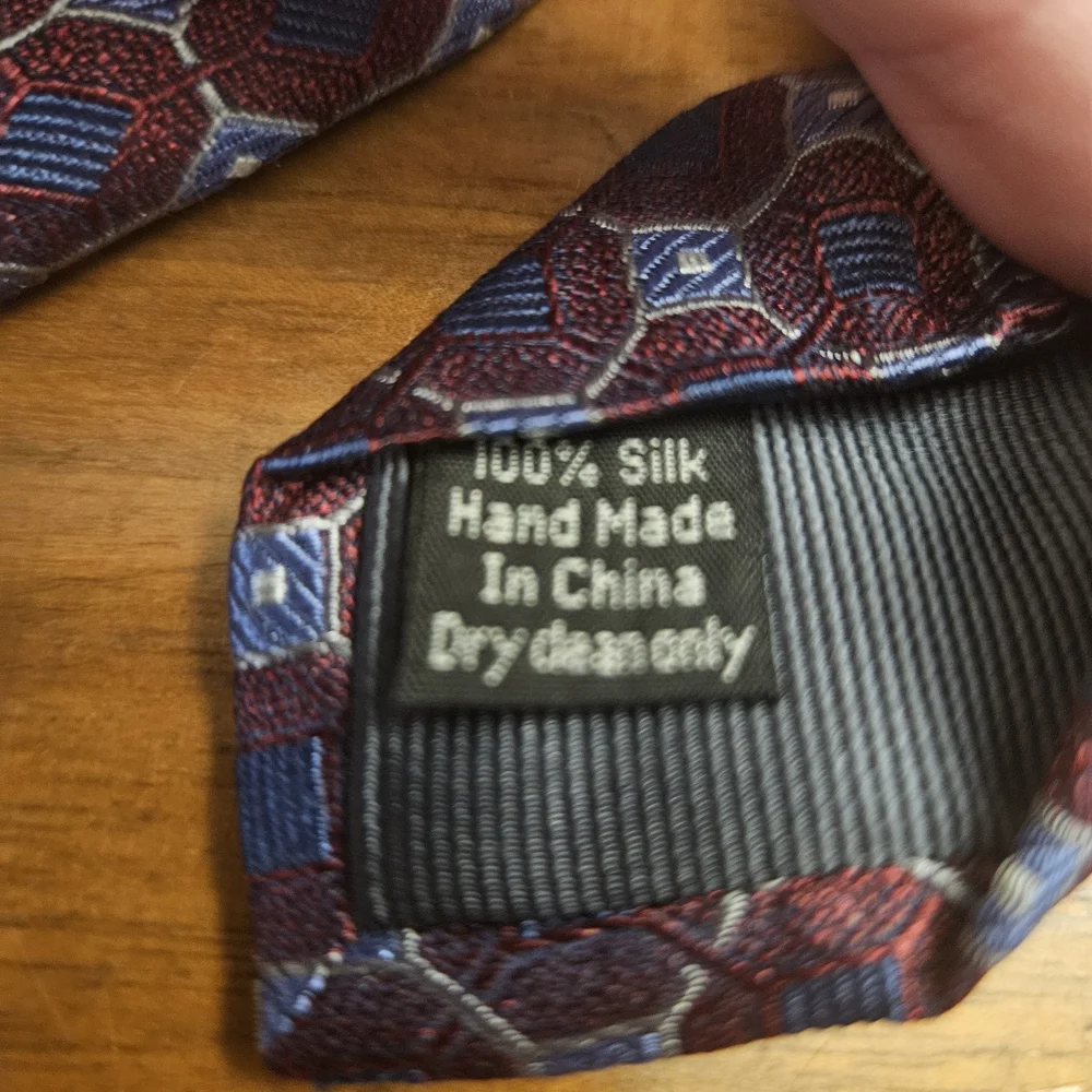 Pronto Uomo Platinum Made In Italy 100% Silk Tie Men's Red Blue Handmade Necktie